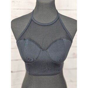 Curtain Call Black Mesh Size Adult Small Halter Dance Costume‎ Top